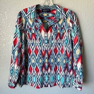 Jones New York size PM ikat button up shirt